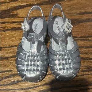 Mini Melissa Silver Jelly Sandals Fisherman Style